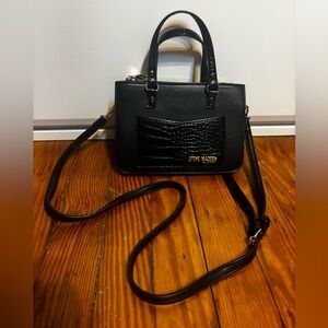 Steve Madden Black Croc-Texture Crossbody Bag